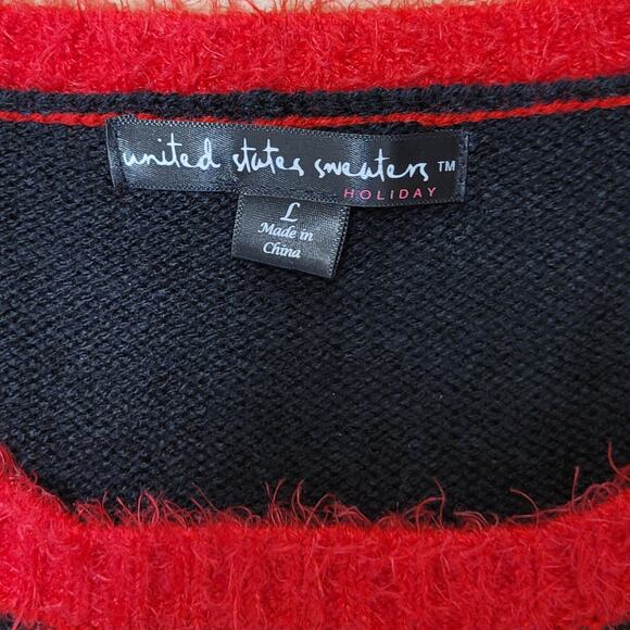United States Sweaters Sequin Holiday Sweater Dress Size L Black Christmas Tunic - Picture 7 of 10